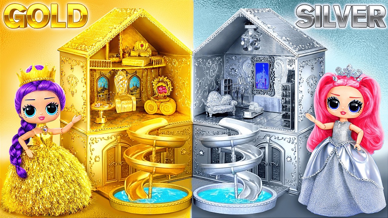 ゴールド vs シルバープリンセスチャレンジ!ルミとミラのドールハウスのお城づくり！