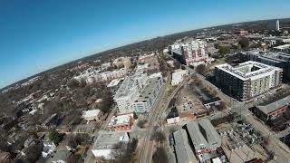 Flying DJI FPV drone around downtown Raleigh near Saint Mary's