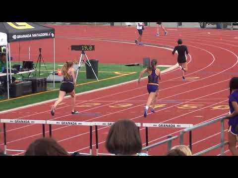 2018 Amador Valley Granada Dual Girls 100m Hurdles Heat #1