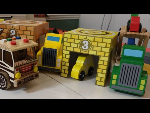 Building Toys, and Learn Colors, Numbers Vehicles, with Wooden Toy ,Cars Transporters, Toy Trucks Video