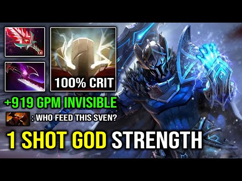 WTF Invisible 1 Shot God Strength OP 100% Crit Sven with +919 GPM Bloodthorn Silver Edge Dota 2