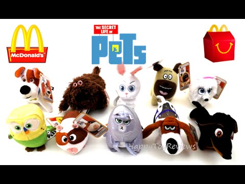 2016 McDONALD'S THE SECRET LIFE OF PETS MOVIE HAPPY MEAL TOYS SET 10 PLUSH KIDS COLLECTION REVIEW US Video