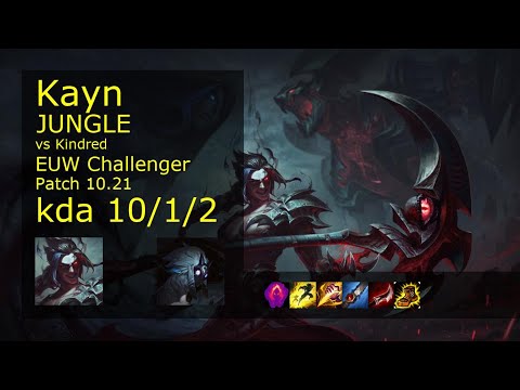 Kayn vs Kindred Jungle - EUW Challenger 10/1/2 Patch 10.21 Gameplay