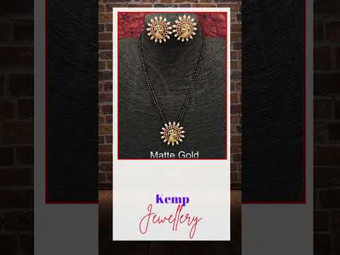 Kemp Jewelry Matte Gold Polish Fancy Design Party Wear Beautiful Kemp Pendant Set