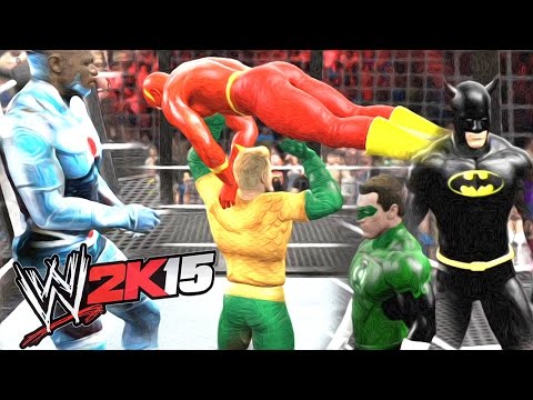 WWE 2K15 - SUPERMAN VS BATMAN VS FLASH VS GREEN LANTERN VS AQUAMAN VS CYBORG - JUSTICE LEAGUE