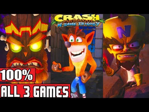 Crash Bandicoot N. Sane Trilogy Full Game Walkthrough 100% - No Commentary (#CrashBandicoot) 2017