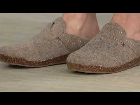 Earth Origins Felt Slip-On Clogs with Strap Detail - Jenna on QVC