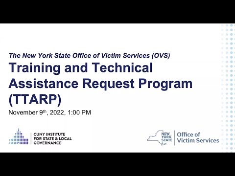 OVS Training & Technical Assistance Request Program Launch Webinar Training held on November 9, 2022