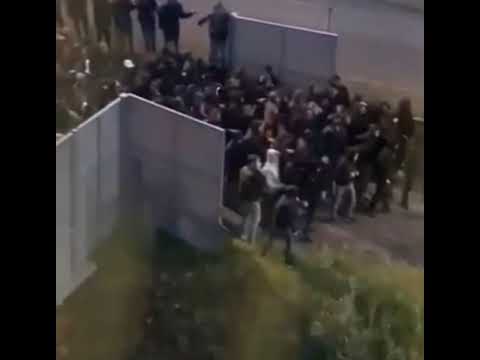 Willem II Tilburg supporters having it off with police after their away match versus FC Twente