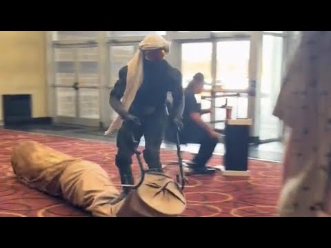 Someone made a full Fremen suit & Rideable Sandworm to go to the theater in to watch ‘DUNE 2'