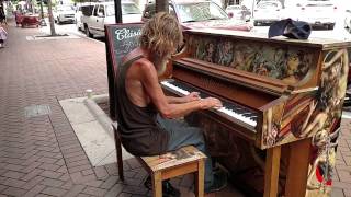 Homeless Man, Donald Gould, Plays Come Sail Away on Piano in Sarasota, FL