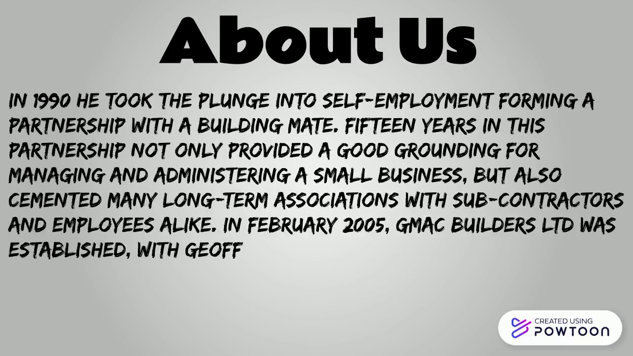 Company video GMAC BUILDERS LTD