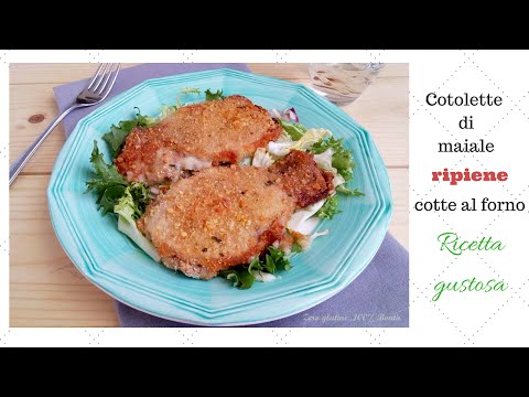 Cotolette di maiale ripiene e cotte al forno.