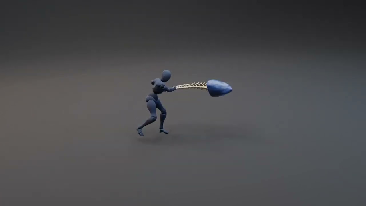 Stylized shark bone sword mace low poly game ready with rig animation 3D Model
