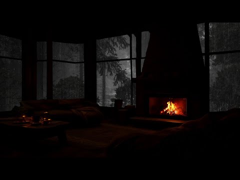 Sleep Soundly In The Cozy Wooden Cabin By The Fireplace - Heavy Rain