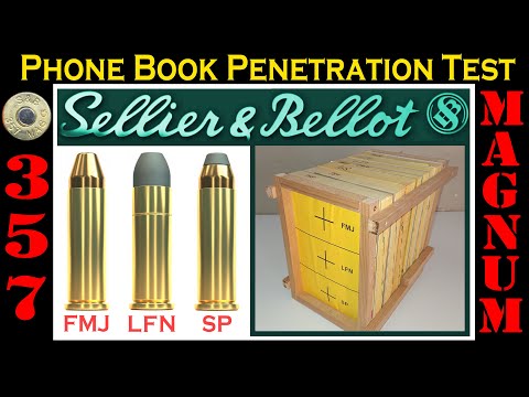 SELLIER  & BELLOT .357 Magnum Phone Book Penetration Test.  FMJ - LFN - SP.