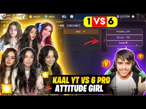 Me Vs 6 Pro girls 😨❤️ - grandmaster girls call me noob || papa ki pari ka attitude 😤 - free fire