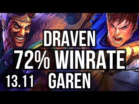 DRAVEN vs GAREN (TOP) | 13/1/5, 72% winrate, Legendary | KR Master | 13.11