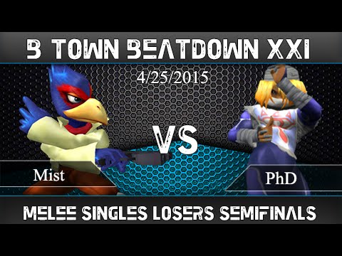B-Town Beatdown XXI: Melee Singles-Losers Semis- Mist (Falco, Fox) vs. PhD (Sheik)