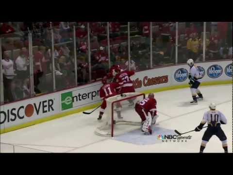 David Legwand goal. Nashville Predators vs Detroit Red Wings 4/17/12 NHL Hockey