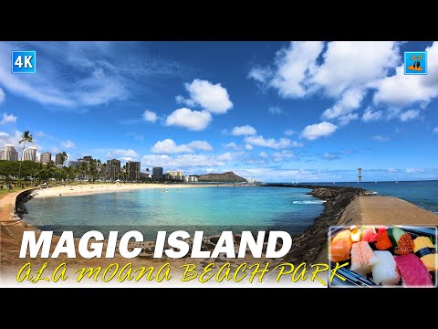 Magic Island & Ala Moana Beach Virtual Walking Tour 🌴 Hawaii 4K