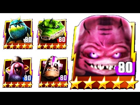 TMNT Legends - All Max Level 80 Mutanimals vs Krang Boss