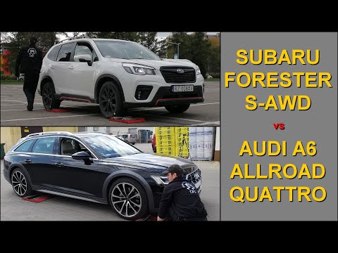 SLIP TEST - Subaru Forester Sport X-MODE S-AWD vs Audi A6 C8 Allroad Quattro - @4x4.tests.on.rollers