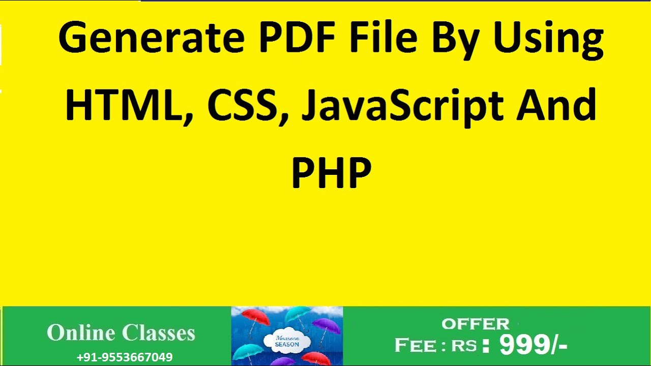 Generate PDF File By Using HTML, CSS, JavaScript And  PHP
