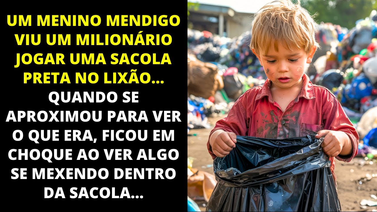 UM MENINO MENDIGO VIU UM MILIONÁRIO JOGAR UM SACO PRETO NO LIXÃO... QUANDO CHEGOU PERTO...