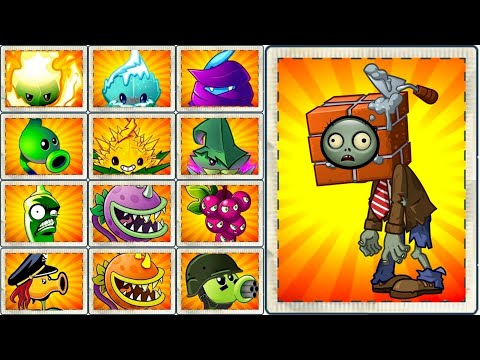 PVZ 2 All LEVEL1  Plants Power Up vs Brickhead Zombie!