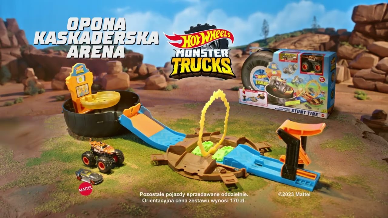 Hot Wheels Monster Trucks Opona – Kaskaderska arena | Mattel Po Polsku | AD