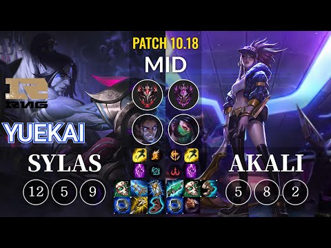 RNG yuekai Sylas vs Akali Mid - KR Patch 10.18