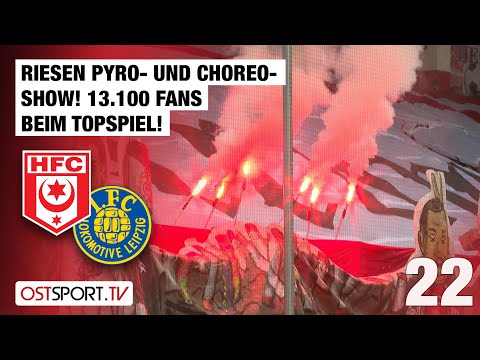 Riesen Pyro- und Choreo-Show! 13.100 Fans beim Topspiel: Halle - Lok Leipzig | Regionalliga Nordost