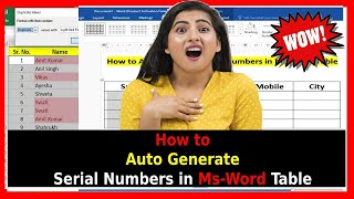 How Insert auto serial number in MS Word table | How to give auto serial number in MS WORD table