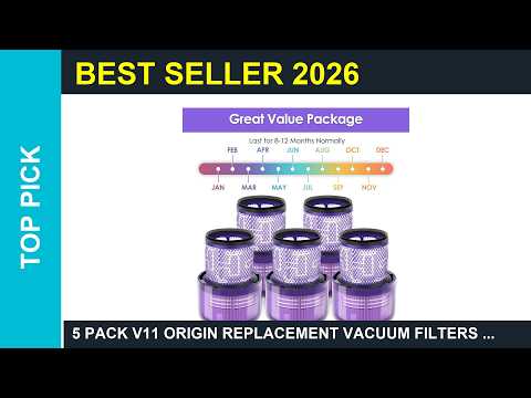 2 Pack Vacuum Filter Replacement Parts for Dyson V10, Compatible with Dyson V10 Cyclone Series, V10 Total Clean, V10 Absolute, V10 Animal, V10 Motorhead, SV12, SV27 Vacuums, Compare to Part 969082-01 video review thumbnail