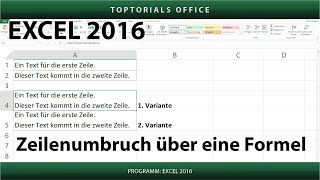 Zeilenumbruch über eine Formel hinzufügen (Excel 2016)