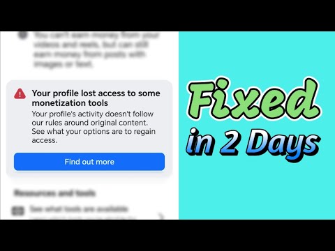 Your profile lost access to some monetization tools Fixed in 2 days.