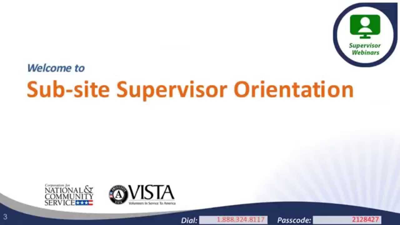 Sub Site Supervisor Orientation