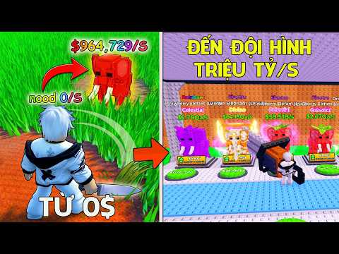 TỪ 0$ SỞ HỮU VŨ KHÍ MẠNH NHẤT ĐẾN ĐỘI HÌNH STRAWBERRY ELEPHANT TRIỆU TỶ/S | CUT GRASS FOR BRAINROTS.