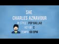 She - Charles Aznavour - Karaoke Male Backing Track