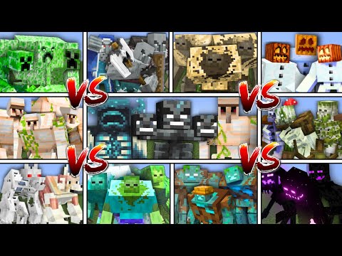 MINECRAFT BOSSES vs ALL MUTANT MOBS TEAM in MINECRAFT MOB BATTLE