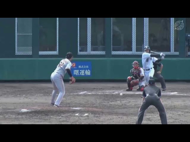 【ファーム】マリーンズ・岡 センター前へ同点のタイムリーヒットを放つ!! 2021/6/17 M-G(ファーム)