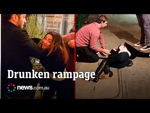 Drunk woman body-slammed during wild restaurant confrontation