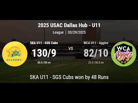 2025 USAC Dallas Hub - U11 League 03/29/2025 SKA U11 - SGS Cubs Vs WCA U11 - Aggies
