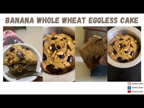 eggless whole wheat banana cake with chocolate and walnuts 😍😍 ll cake receipe in description box