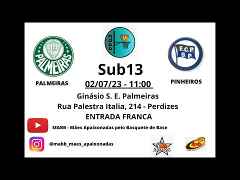 FPB - 02/07/23 - Sub13 - Campeonato Paulista 2023 - Palmeiras 89 x 57 Pinheiros