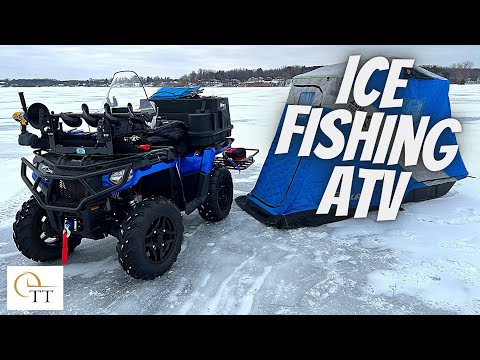 #110 Ice Fishing ATV vs Snowmobile Modifications - Otter Monster Box - Helix 7 - Digger Auger Holder