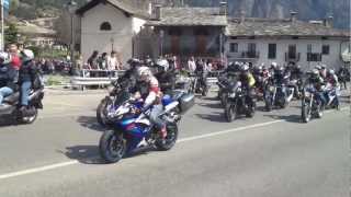 13° Memorial Spadino- 1° aprile 2012- La partenza dei motociclisti da MORGEX