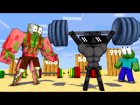 Minecraft Mobs : WHO IS THE STRONGEST & FITNESS CHALLENGE - Minecraft Animation