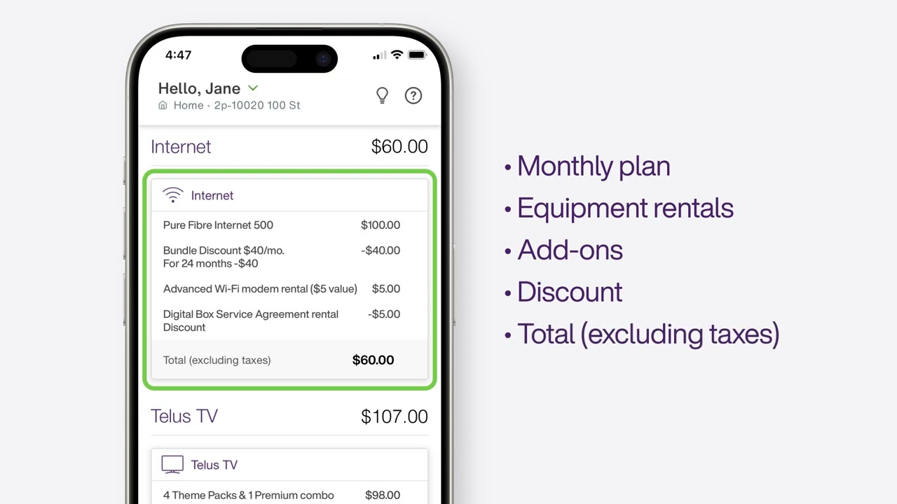 How to navigate your Home Services bill in the My TELUS app